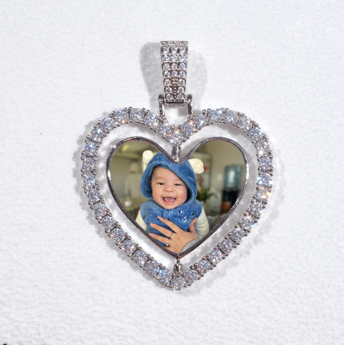 3D Spinning 2-Faced Heart Custom Picture Pendant