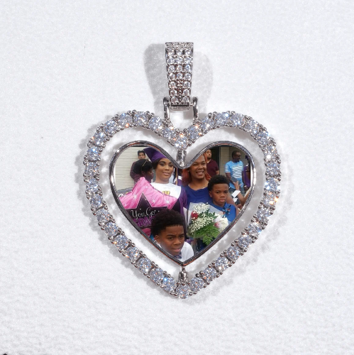 3D Spinning 2-Faced Heart Custom Picture Pendant
