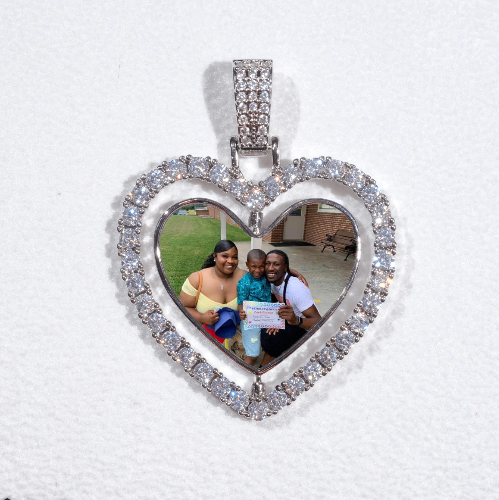 3D Spinning 2-Faced Heart Custom Picture Pendant