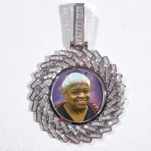 Large 3D Baguette Custom Picture Pendant
