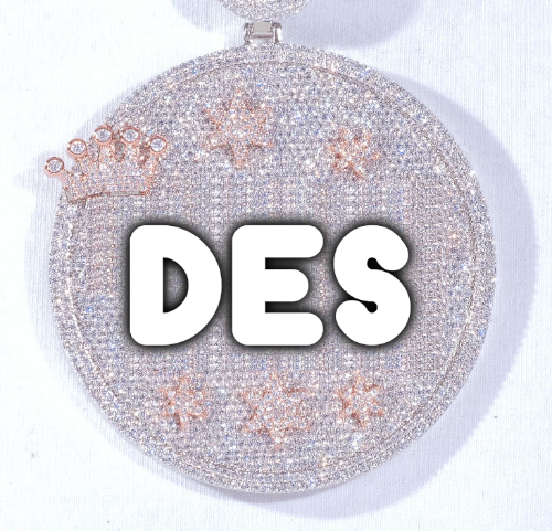 CUSTOM LETTER NECKLACE 3D BIG CROWN DISC