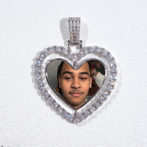 3D Spinning 2-Faced Heart Custom Picture Pendant