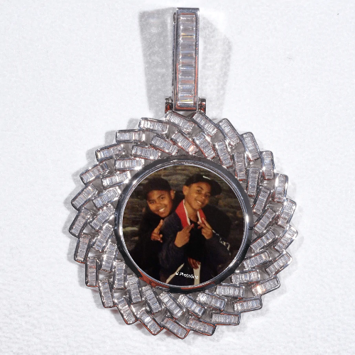 Large 3D Baguette Custom Picture Pendant