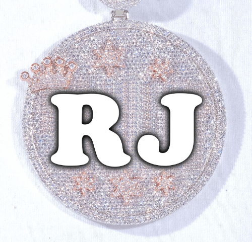 CUSTOM LETTER NECKLACE 3D BIG CROWN DISC