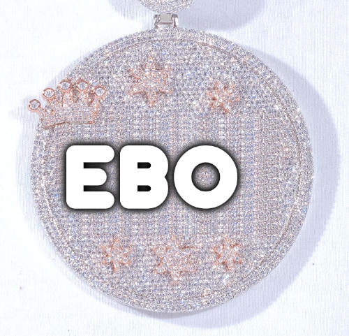 CUSTOM LETTER NECKLACE 3D BIG CROWN DISC