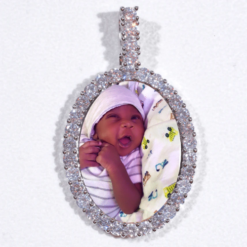 Large 3D Oval Custom Picture Pendant