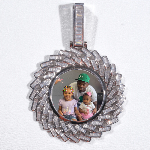 Large 3D Baguette Custom Picture Pendant