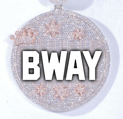 CUSTOM LETTER NECKLACE 3D BIG CROWN DISC