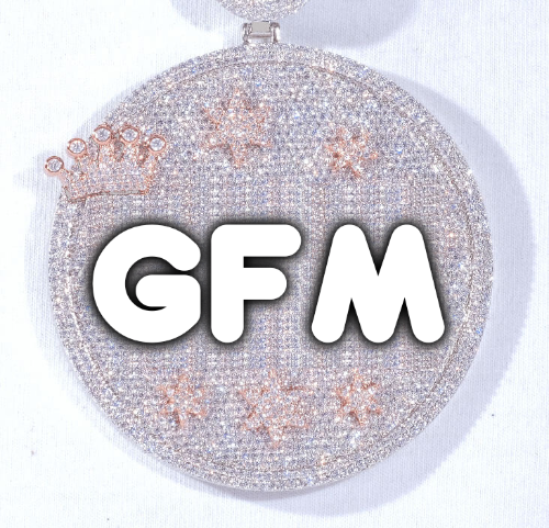 CUSTOM LETTER NECKLACE 3D BIG CROWN DISC