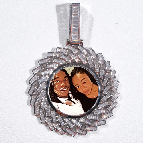 Large 3D Baguette Custom Picture Pendant
