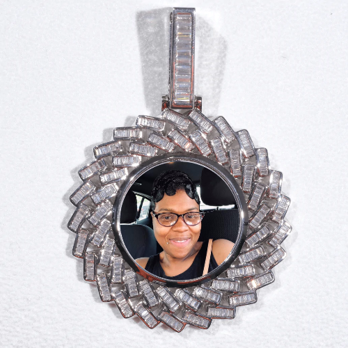 Large 3D Baguette Custom Picture Pendant