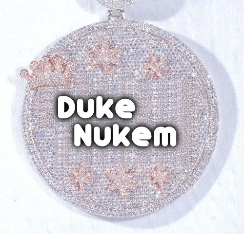 CUSTOM LETTER NECKLACE 3D BIG CROWN DISC