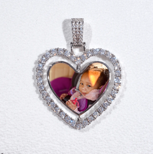 3D Spinning 2-Faced Heart Custom Picture Pendant