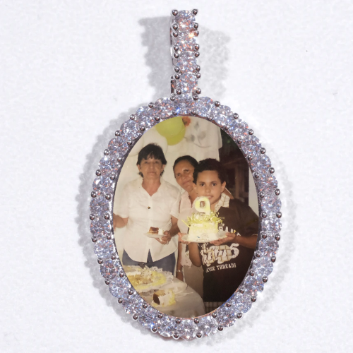 Large 3D Oval Custom Picture Pendant