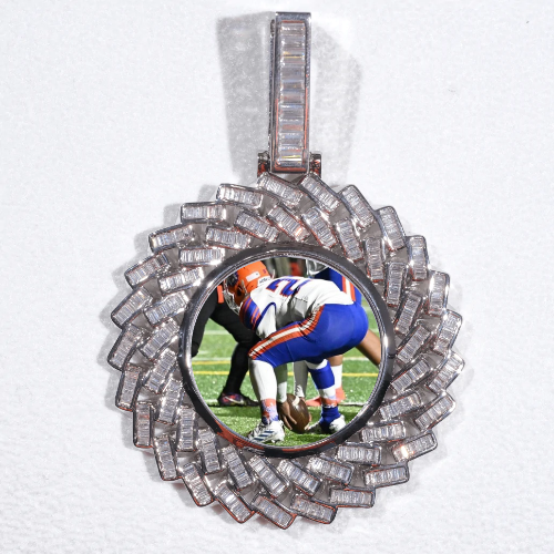 Large 3D Baguette Custom Picture Pendant