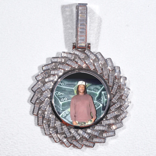 Large 3D Baguette Custom Picture Pendant
