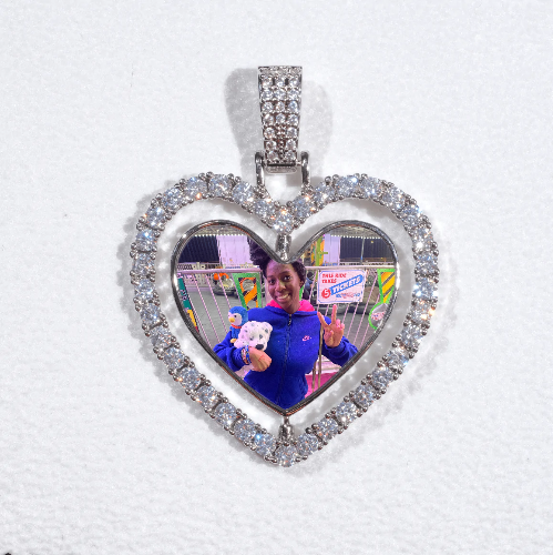 3D Spinning 2-Faced Heart Custom Picture Pendant
