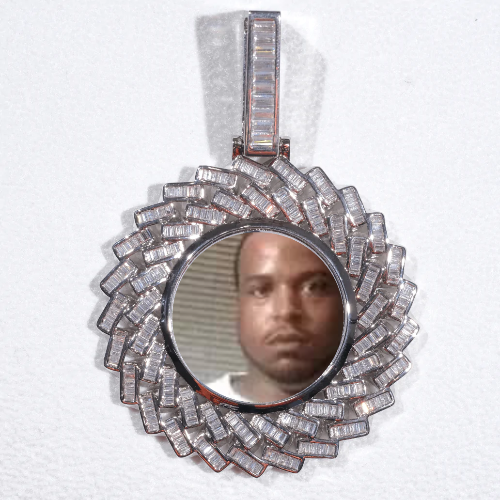 Large 3D Baguette Custom Picture Pendant