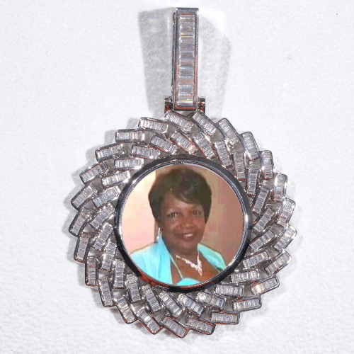 Large 3D Baguette Custom Picture Pendant