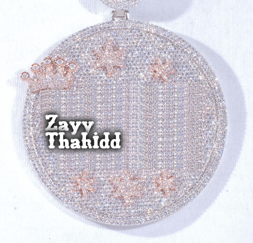 CUSTOM LETTER NECKLACE 3D BIG CROWN DISC