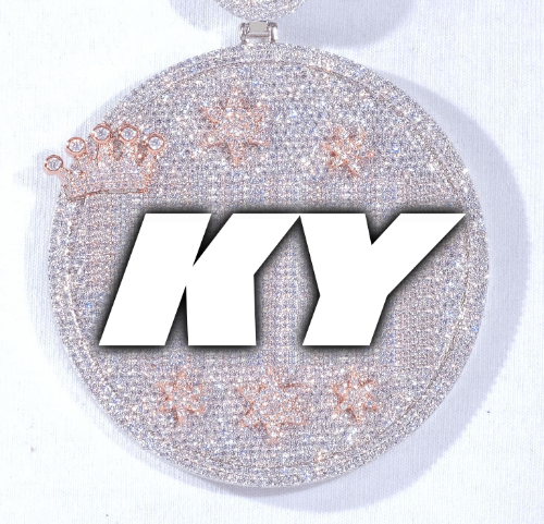 CUSTOM LETTER NECKLACE 3D BIG CROWN DISC