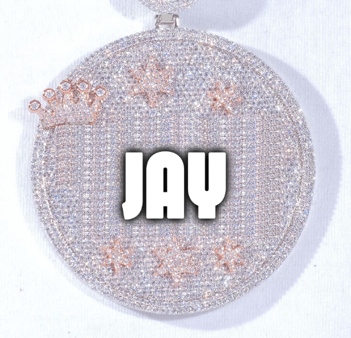 CUSTOM LETTER NECKLACE 3D BIG CROWN DISC