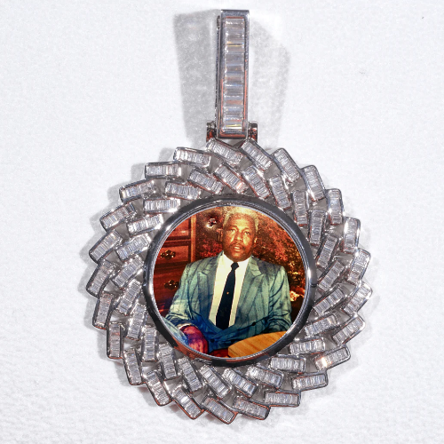 Large 3D Baguette Custom Picture Pendant