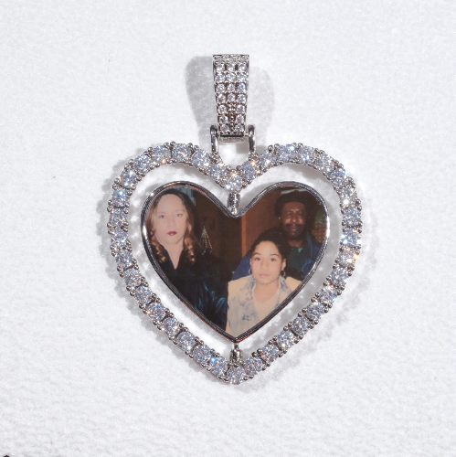3D Spinning 2-Faced Heart Custom Picture Pendant