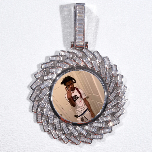 Large 3D Baguette Custom Picture Pendant