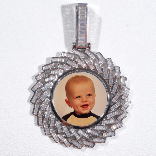 Large 3D Baguette Custom Picture Pendant