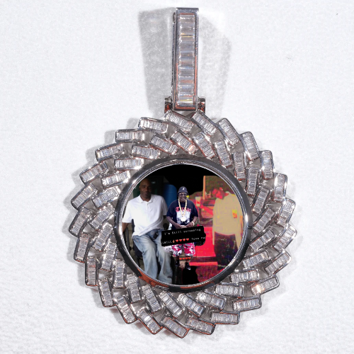 Large 3D Baguette Custom Picture Pendant