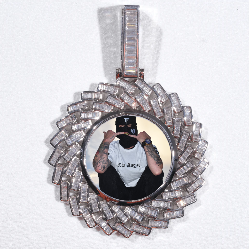 Large 3D Baguette Custom Picture Pendant