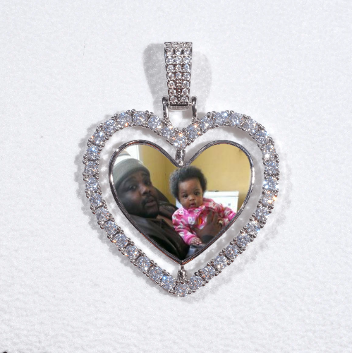 3D Spinning 2-Faced Heart Custom Picture Pendant