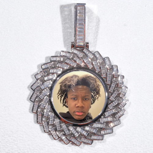 Large 3D Baguette Custom Picture Pendant