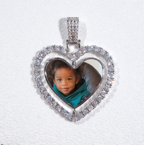 3D Spinning 2-Faced Heart Custom Picture Pendant