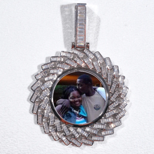 Large 3D Baguette Custom Picture Pendant