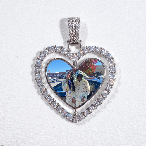 3D Spinning 2-Faced Heart Custom Picture Pendant