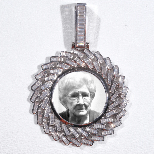 Large 3D Baguette Custom Picture Pendant