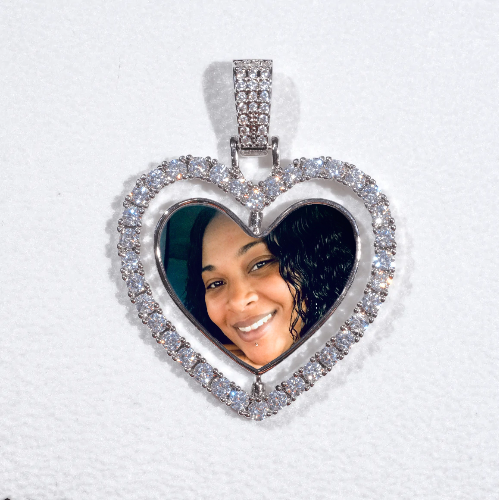 3D Spinning 2-Faced Heart Custom Picture Pendant
