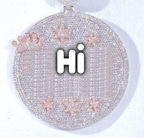 CUSTOM LETTER NECKLACE 3D BIG CROWN DISC