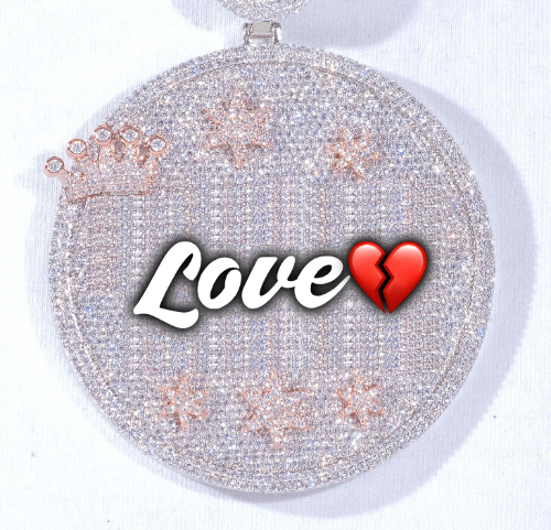 CUSTOM LETTER NECKLACE 3D BIG CROWN DISC