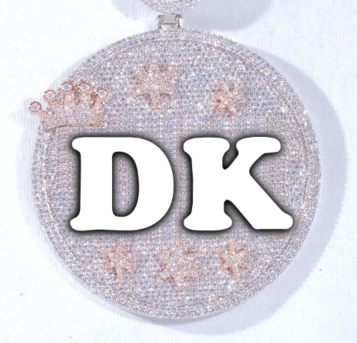 CUSTOM LETTER NECKLACE 3D BIG CROWN DISC