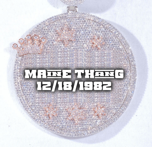 CUSTOM LETTER NECKLACE 3D BIG CROWN DISC
