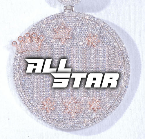 CUSTOM LETTER NECKLACE 3D BIG CROWN DISC