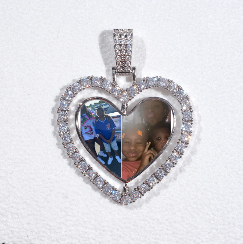 3D Spinning 2-Faced Heart Custom Picture Pendant