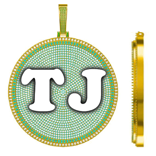 CUSTOM LETTER NECKLACE 3D BIG DISC