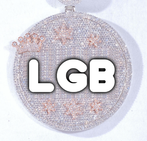 CUSTOM LETTER NECKLACE 3D BIG CROWN DISC