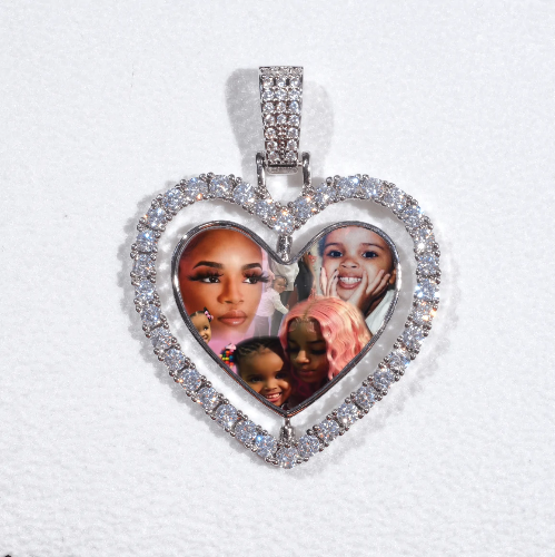 3D Spinning 2-Faced Heart Custom Picture Pendant