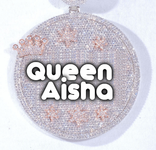 CUSTOM LETTER NECKLACE 3D BIG CROWN DISC
