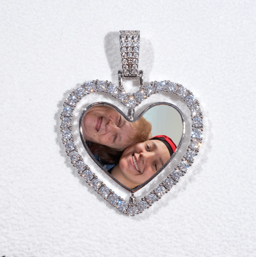 3D Spinning 2-Faced Heart Custom Picture Pendant
